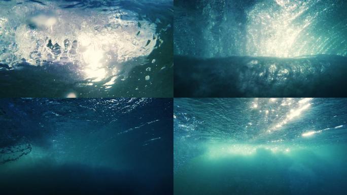 透过汹涌的海浪三亚潜水游泳海南海岛