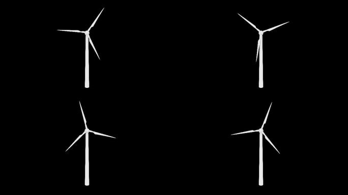 三维风力发电机透明通道视频素材