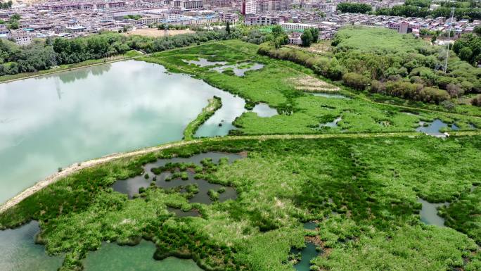 西藏拉萨拉鲁湿地航拍