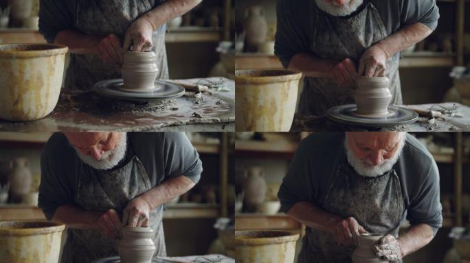 制作陶罐的工匠宁静陶器努力