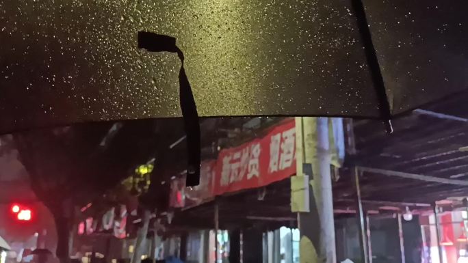 实拍下雨天与雨中的路灯