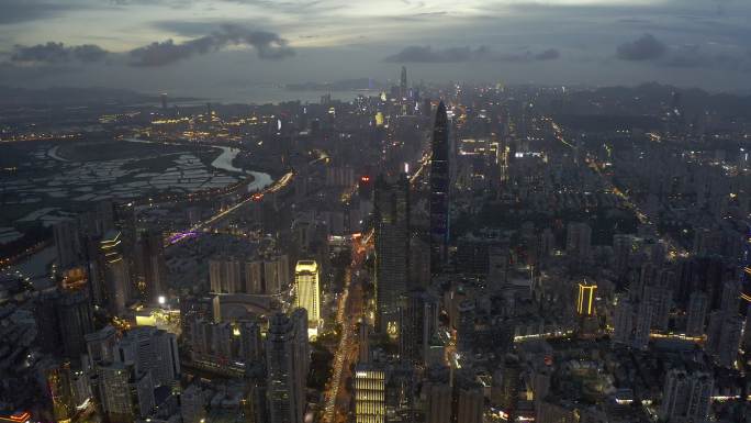 深圳市深南大道夜景航拍