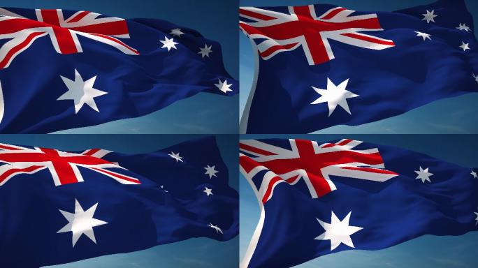 澳大利亚国旗米字旗随风飘动旗标