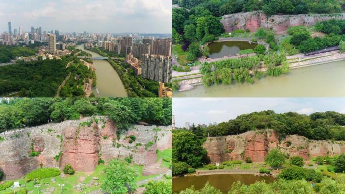南京石头城遗址公园航拍4k