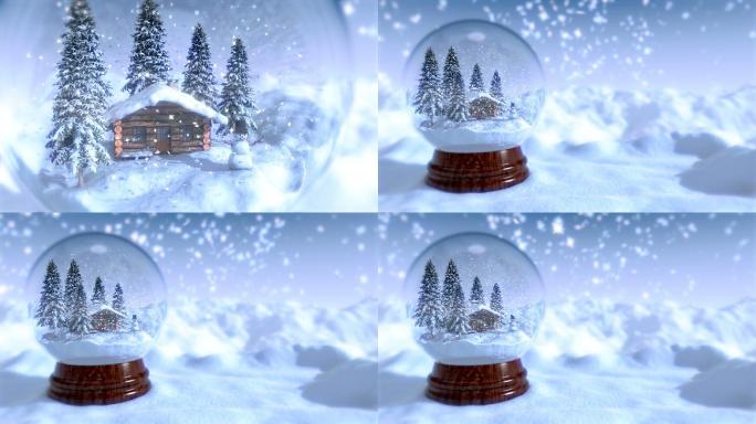 圣诞雪球背景冬季冬天蜜雪冰城
