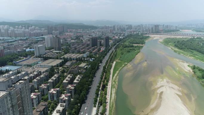 宝鸡渭河沿岸航拍