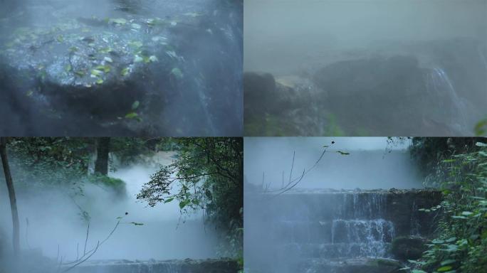 晨间水雾朦胧溪流清晨水流林间小溪