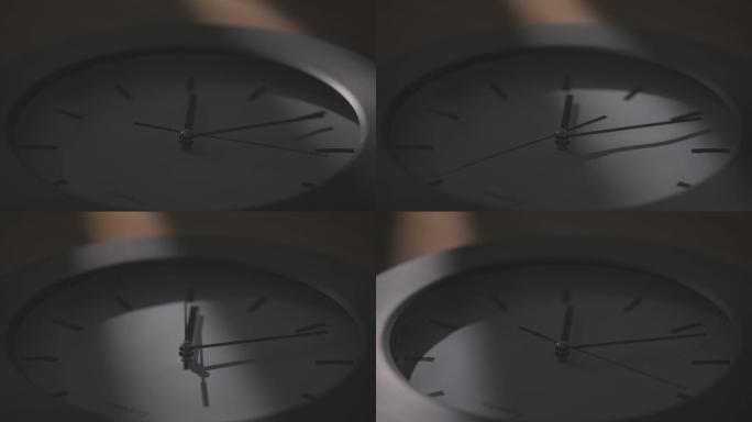 【灰度】时钟嘀嗒走时间流逝光影扫过4K