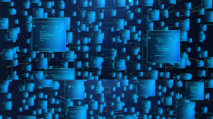 蓝色大数据云计算代码文件穿梭冲屏AE模板