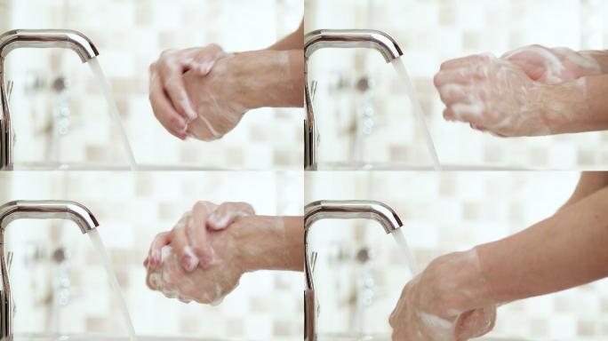 洗手特写疫情保护自己正确手部清洗