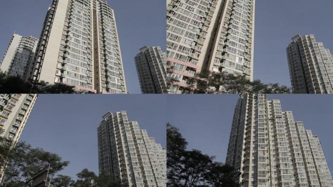 北京小区楼体长移动拍摄镜头