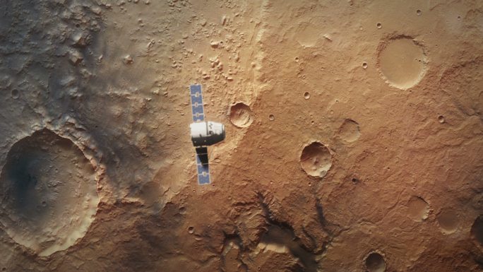太空船在火星表面飞行