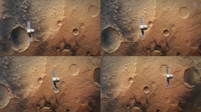太空船在火星表面飞行