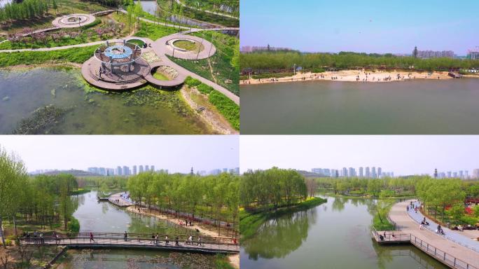 4K航拍河南郑州龙湖湿地公园