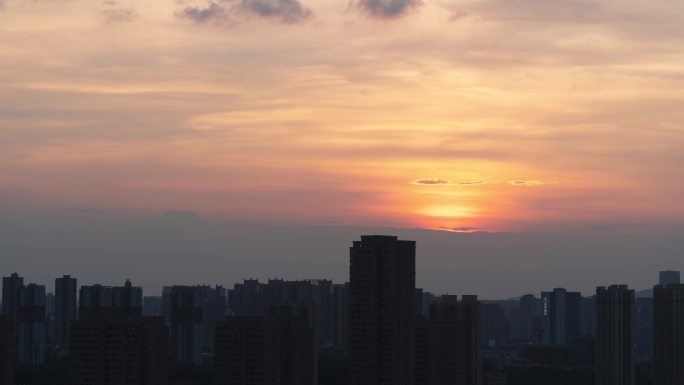 傍晚黄昏晚霞日落夕阳长沙城市