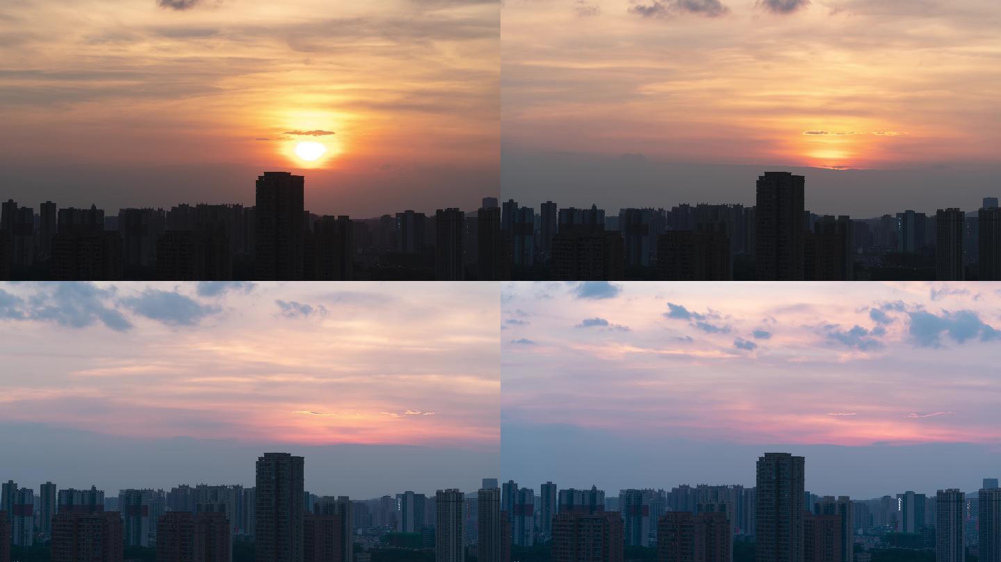 傍晚黄昏晚霞日落夕阳长沙城市