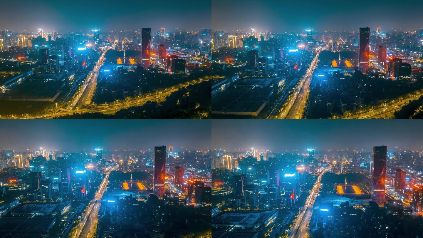 重庆两江新区夜景航拍延时