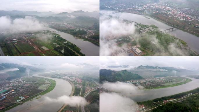 云雾缭绕的鸭绿江