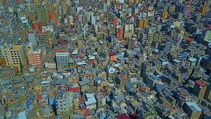 贝鲁特南部鸟瞰图密集人口密度大贫民区