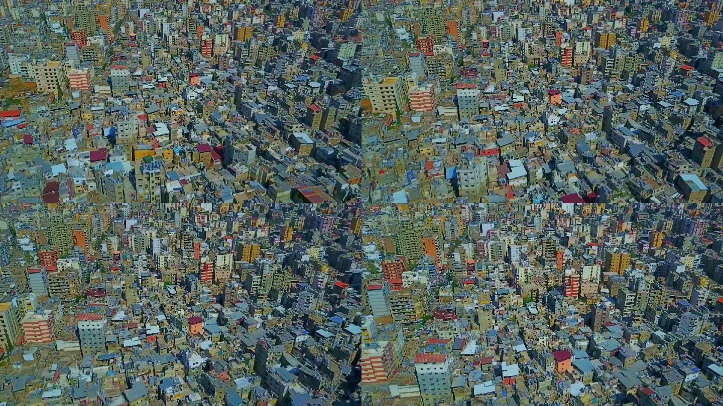 贝鲁特南部鸟瞰图密集人口密度大贫民区