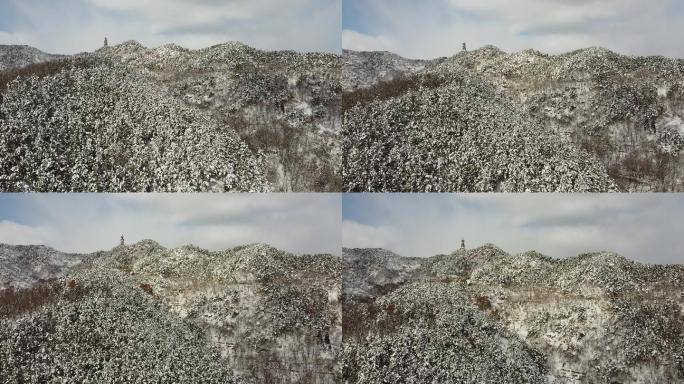 冬日雪山暖阳烟台塔山