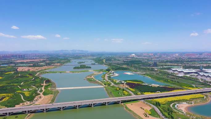 石家庄滹沱河航拍4K