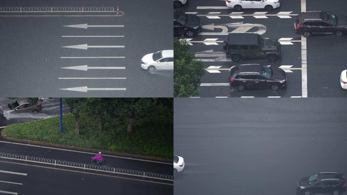 城市道路下雨的路面车辆行驶4k视频素材