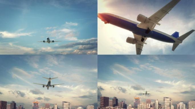 飞机降落城市的真实三维渲染