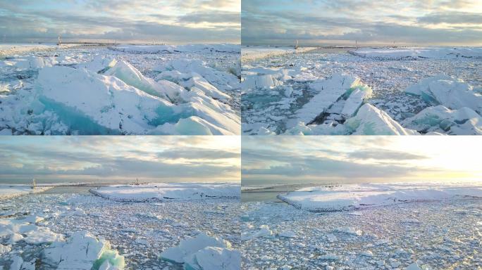 4K冰岛航拍杰古沙龙冰河湖冰川