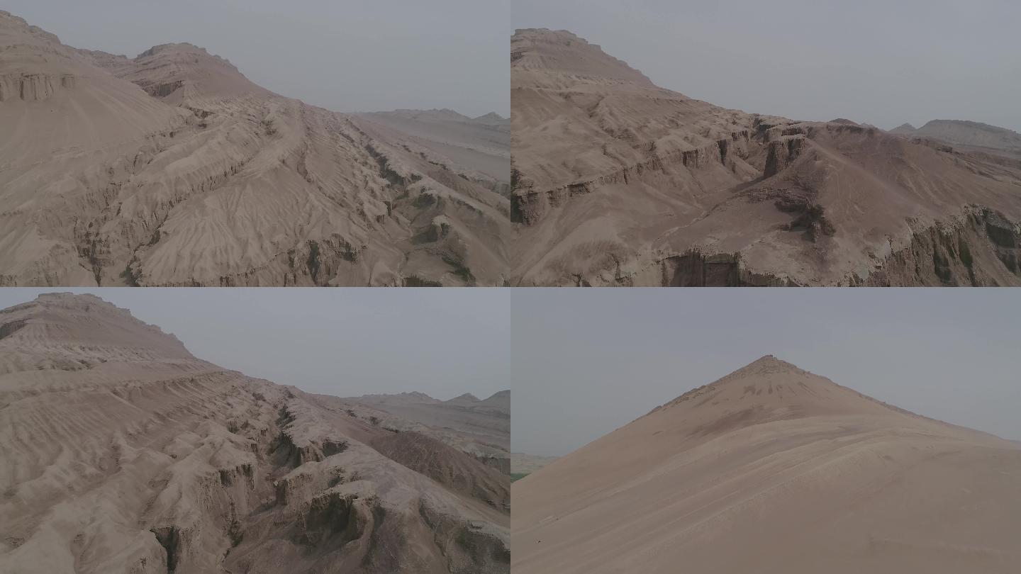 吐鲁番火焰山地貌荒漠沙漠荒无人烟航拍