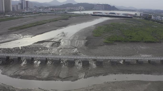 洛阳桥特写近景泉州万安桥石桥航拍