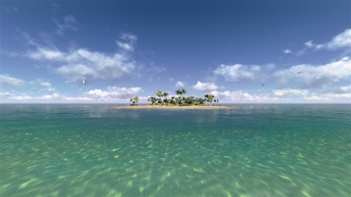 无人岛三维岛屿沙滩椰子树