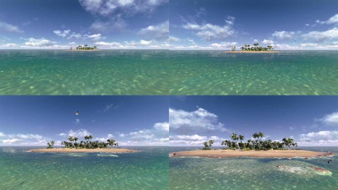 无人岛三维岛屿沙滩椰子树
