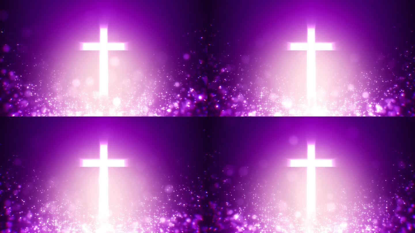 紫色神圣十字架粒子星光视频
