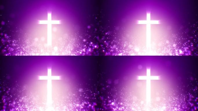 紫色神圣十字架粒子星光视频