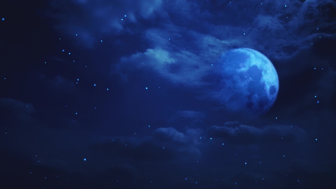 【HD天空】蓝色月亮奇幻繁星闪烁夜空星夜