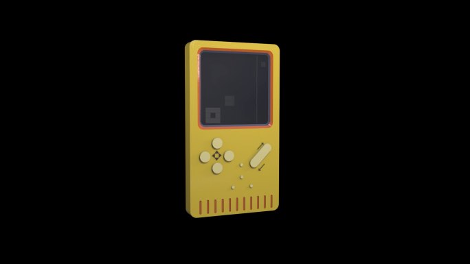 复古黄色三维游戏机透明视频