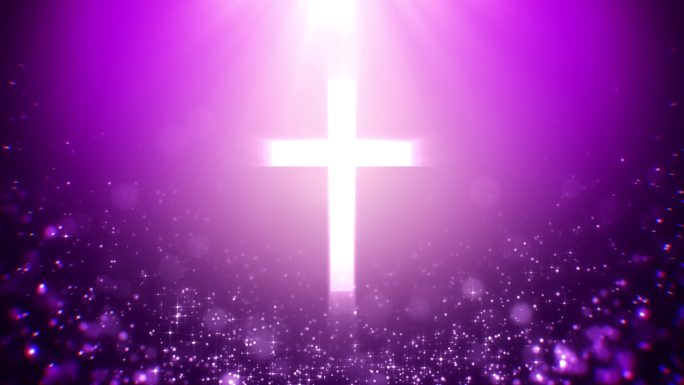 紫色浪漫十字架星光背景视频