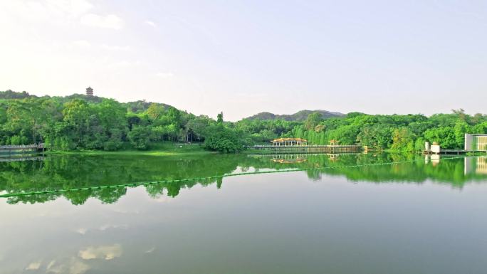 湖山塔寺庙桥亭倒影片段