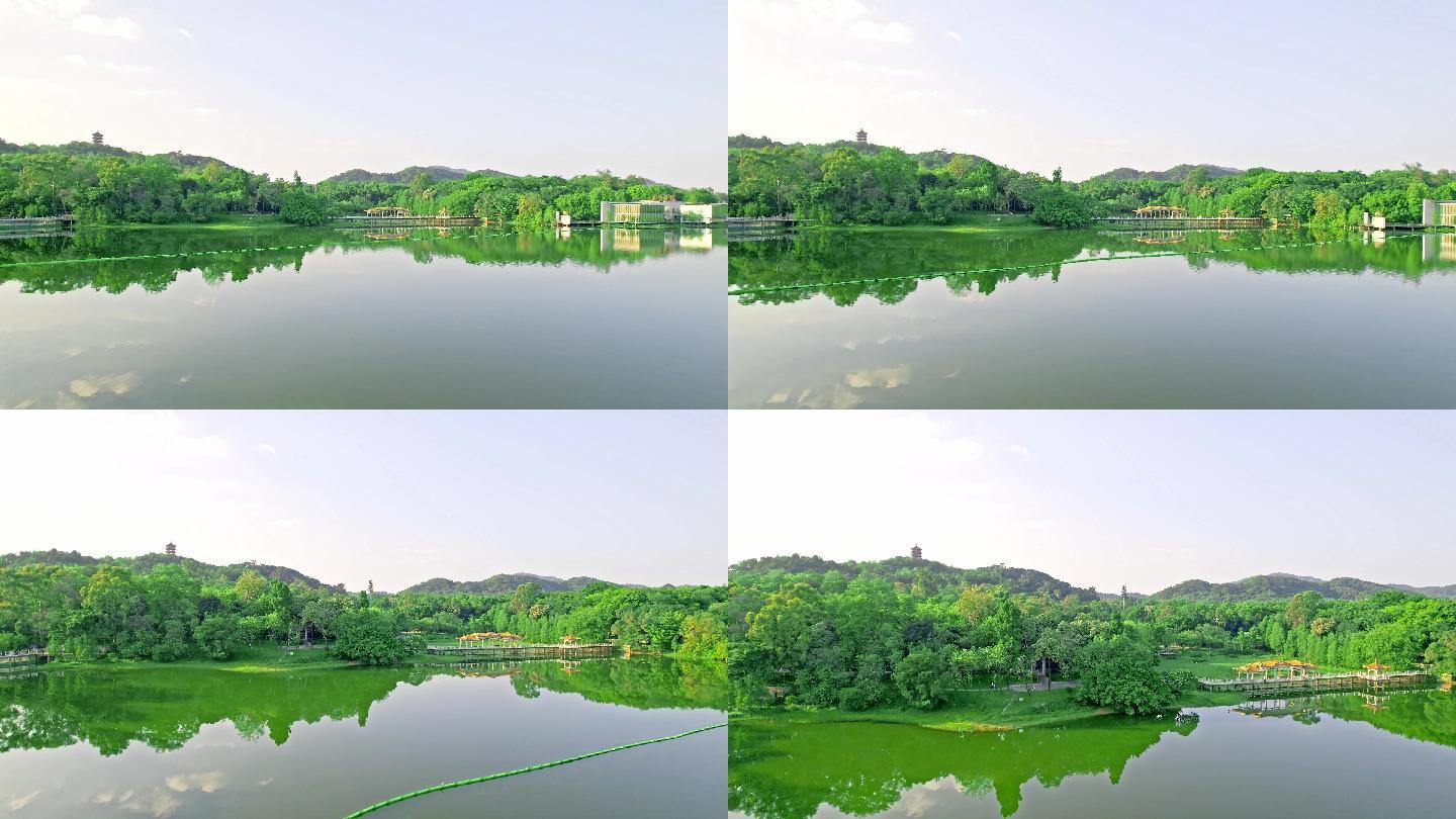 湖山塔寺庙桥亭倒影片段