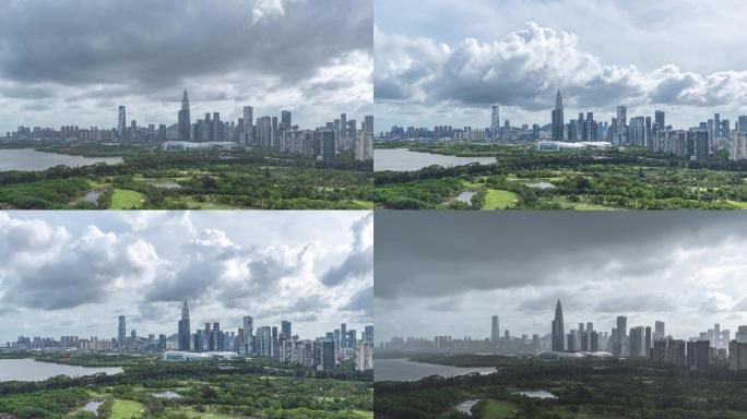 深圳湾上空狂风骤雨阳光乌云横扫过境延时