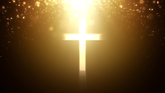 金色神圣十字架粒子视频背景
