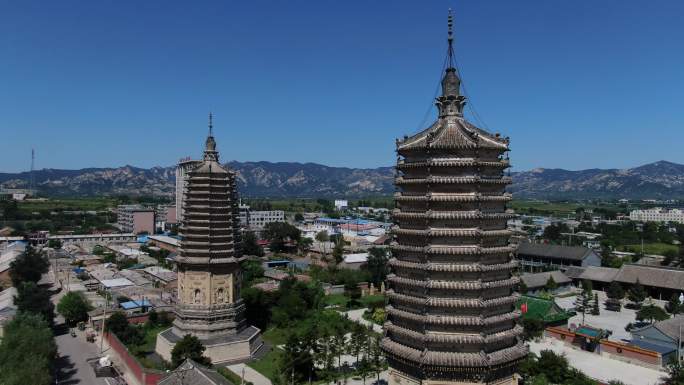 辽宁省锦州市北镇双塔古建筑航拍