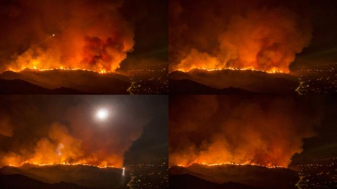 加州野火在夜间蔓延