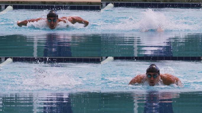 游泳运动员参加比赛。