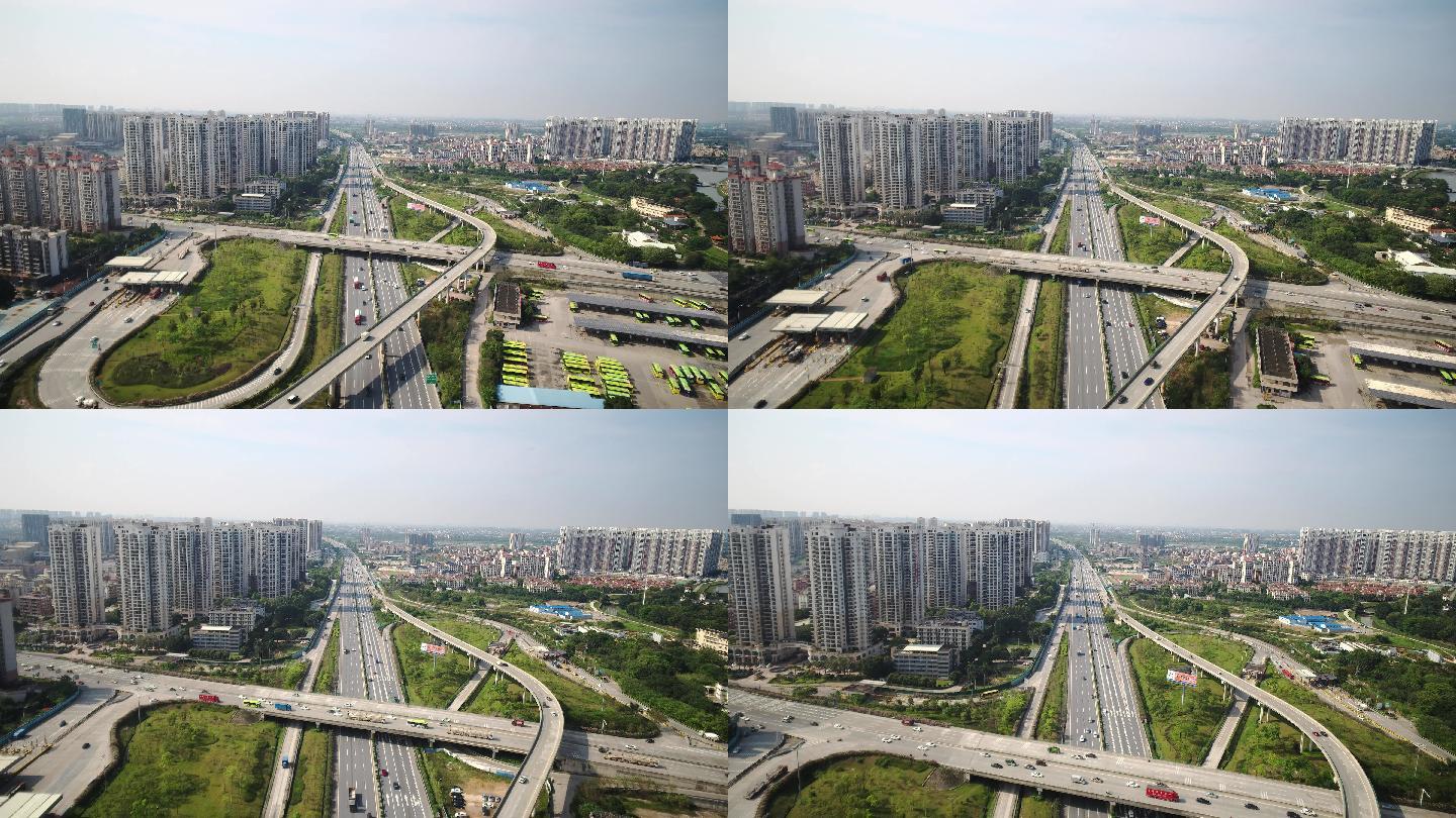 4K航拍花都区广清高速公路新华出口
