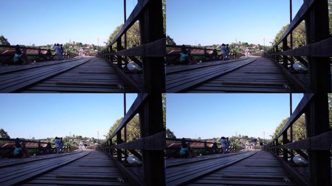 泰国最长孟族木桥桥面延时摄影