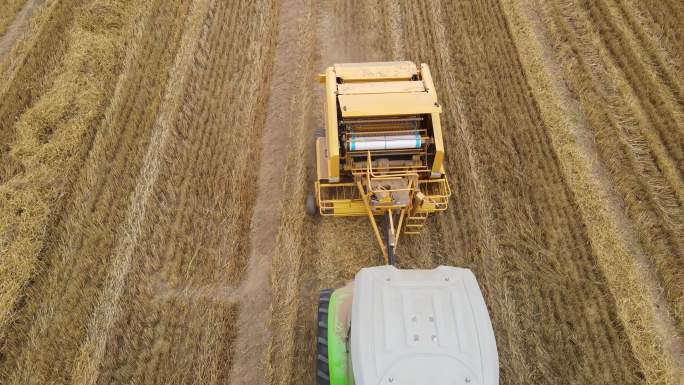 农业小麦秸秆圆捆机农田作业