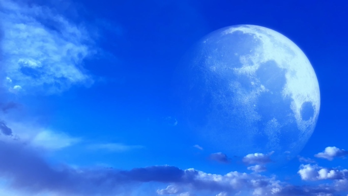 【HD天空】蓝色魔幻奇幻月球云空月亮仙境