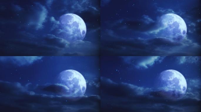 【HD天空】奇幻星球月亮繁星闪烁夜空星夜
